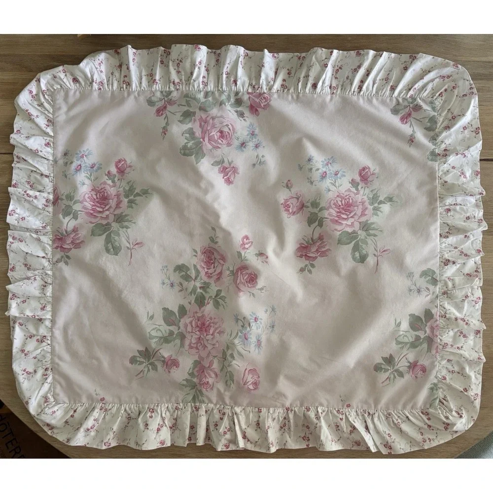 2 Simply Shabby Chic Rachel Ashwell Misty Rose Pillow Shams Standard Ruffle Pair